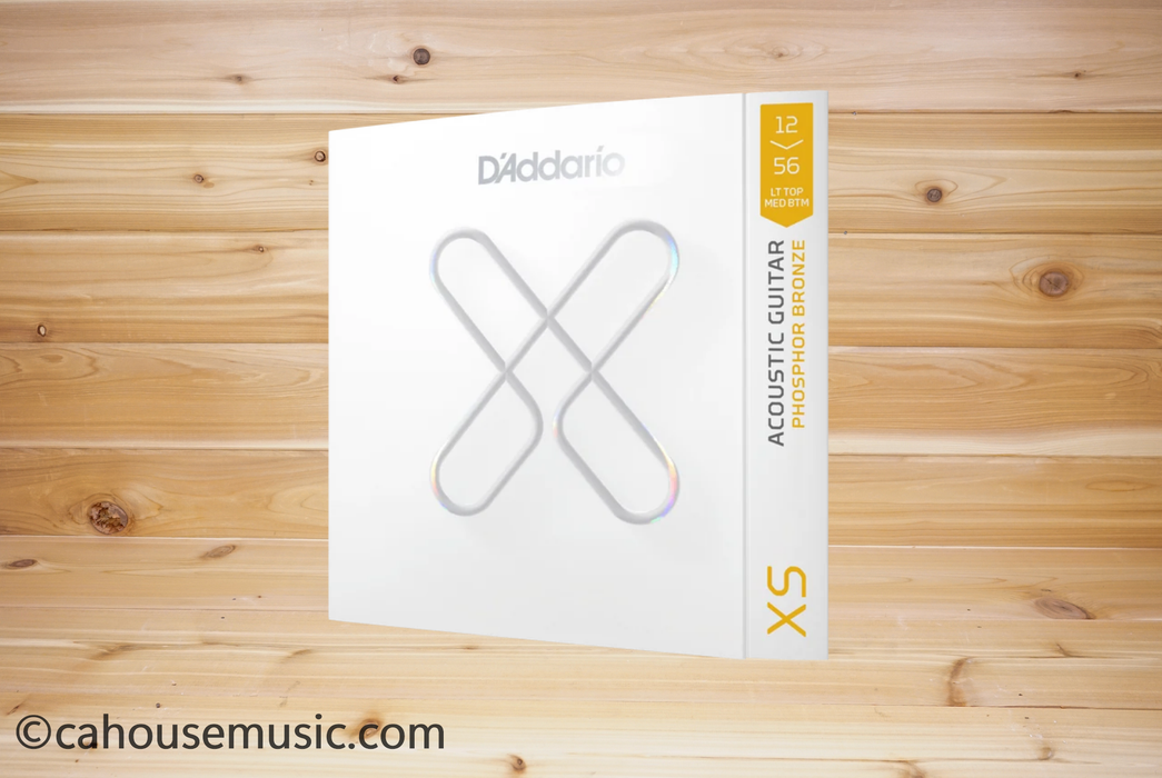 D'Addario XS Phosphor Bronze Coated Acoustic Guitar Strings - Light Top/Medium Bottom (.012-.056)