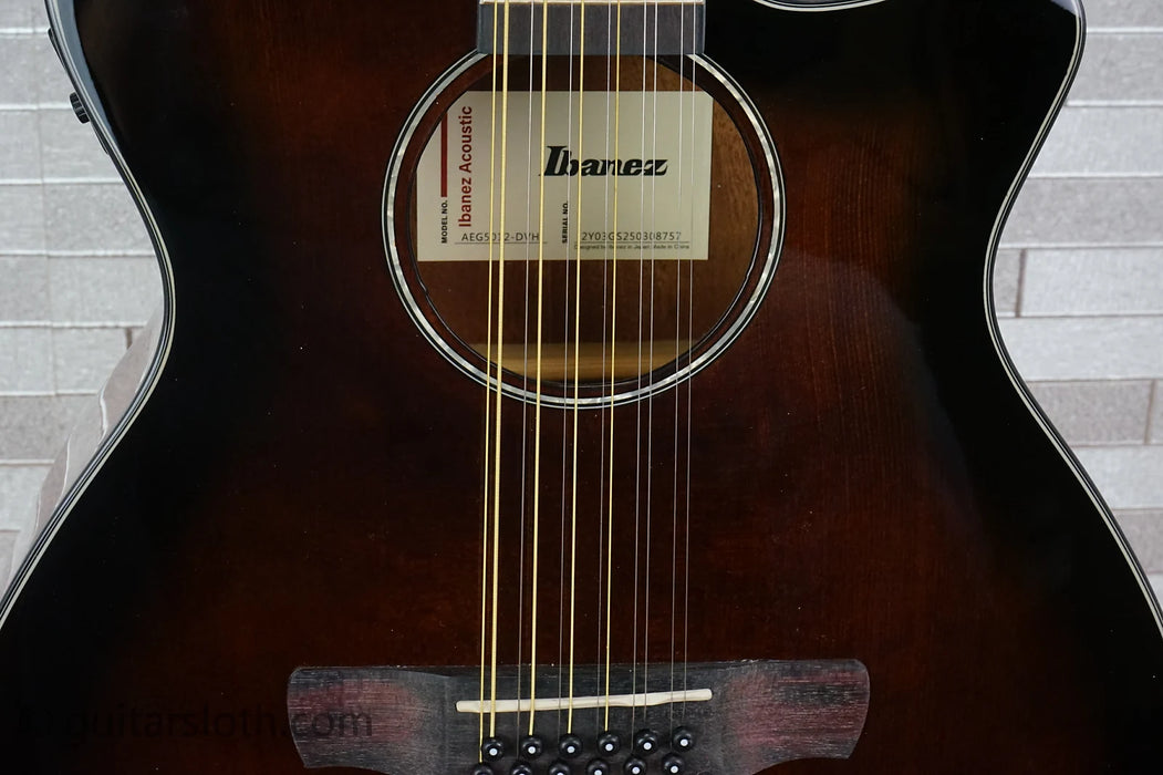 Ibanez AEG5012-DVH 12-String - Dark Violin Sunburst High Gloss