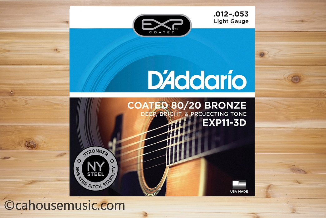 D'Addario EXP11 Coated 80/20 Bronze Acoustic Guitar Strings