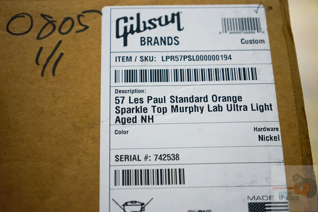 Gibson Custom Shop Murphy Lab '57 Les Paul Custom Ultra Light Aged - Orange Sparkle