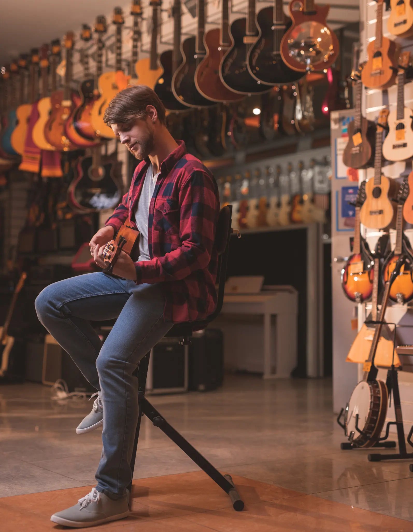 Used Epiphone Les Paul guitars in blue, purple, white, red, green, and gold for sale - electric guitars in excellent condition.