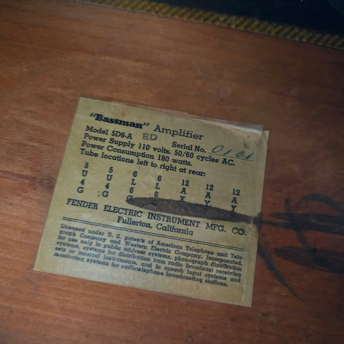 1955 Fender Bassman 5D6-A Narrow Panel 40-Watt 4x10" - Tweed