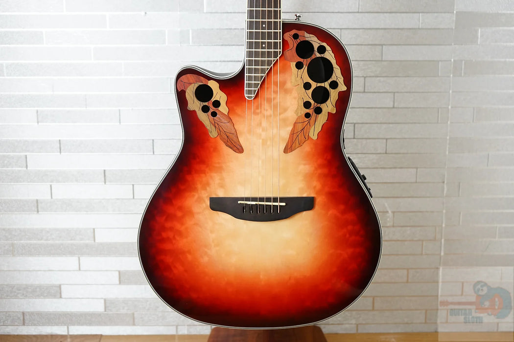 Ovation CE44LX-1R-G Celebrity Series Elite Plus Mid-Depth Left-Handed Acoustic-Electric Guitar Ruby Burst