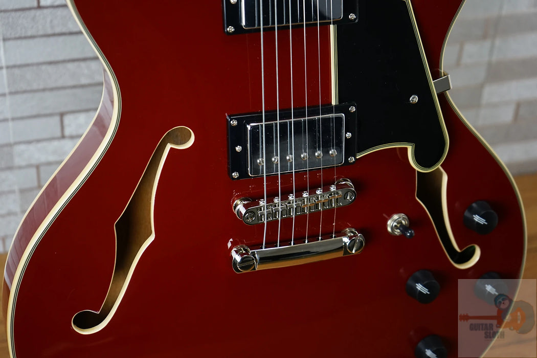 D'Angelico Premier DC Semi-Hollow Double Cutaway - Burnt Red