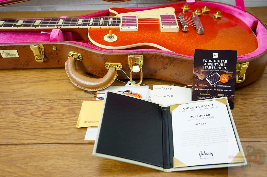 Gibson Custom Shop Murphy Lab '57 Les Paul Custom Ultra Light Aged - Orange Sparkle