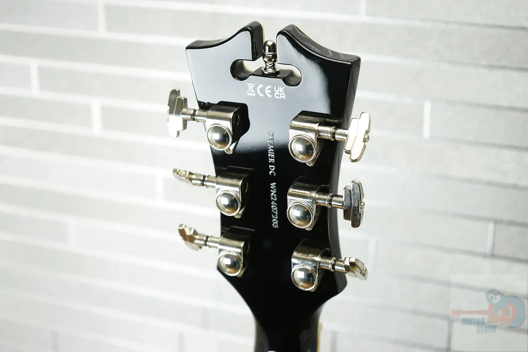 D'Angelico Premier DC Semi-Hollow Double Cutaway - Solid Black
