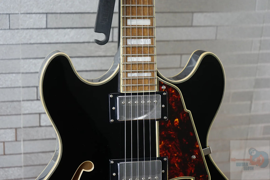 D'Angelico Premier DC Semi-Hollow Double Cutaway - Solid Black