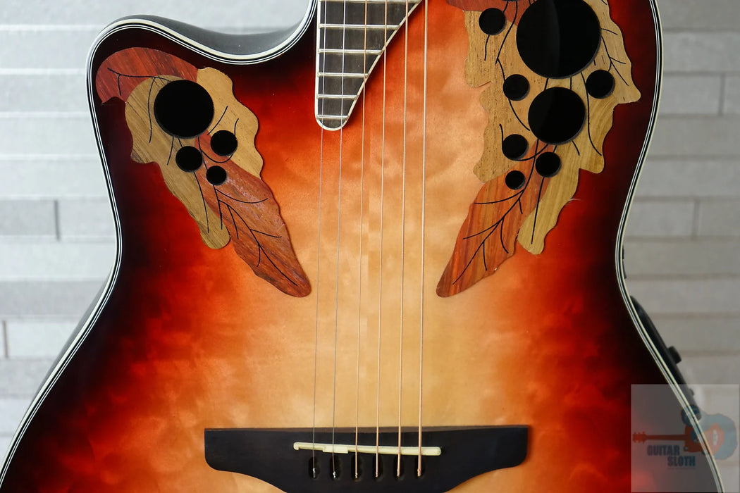 Ovation CE44LX-1R-G Celebrity Series Elite Plus Mid-Depth Left-Handed Acoustic-Electric Guitar Ruby Burst