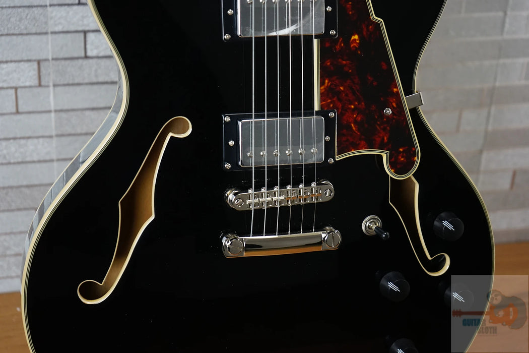 D'Angelico Premier DC Semi-Hollow Double Cutaway - Solid Black